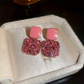 Square Glass Pendant Earrings in Many Colours