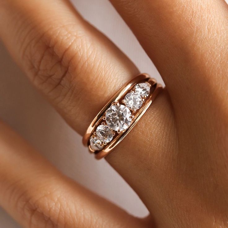 Vintage-Style Rose Gold-Tone Band with Crystal Scroll