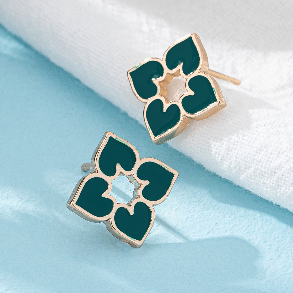Enamel Heart Stud Earrings in Four Colours