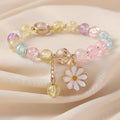 Crackle-glazen kralenarmband met madeliefjeshanger