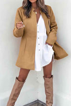 Longline Cotton Coat with a Stand Collar and Slim Cut