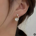 Gold-Tone Cross Zirconia Stud Earrings
