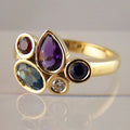 Vintage-Style Colourful Inlaid Crystals Gold-Tone Ring