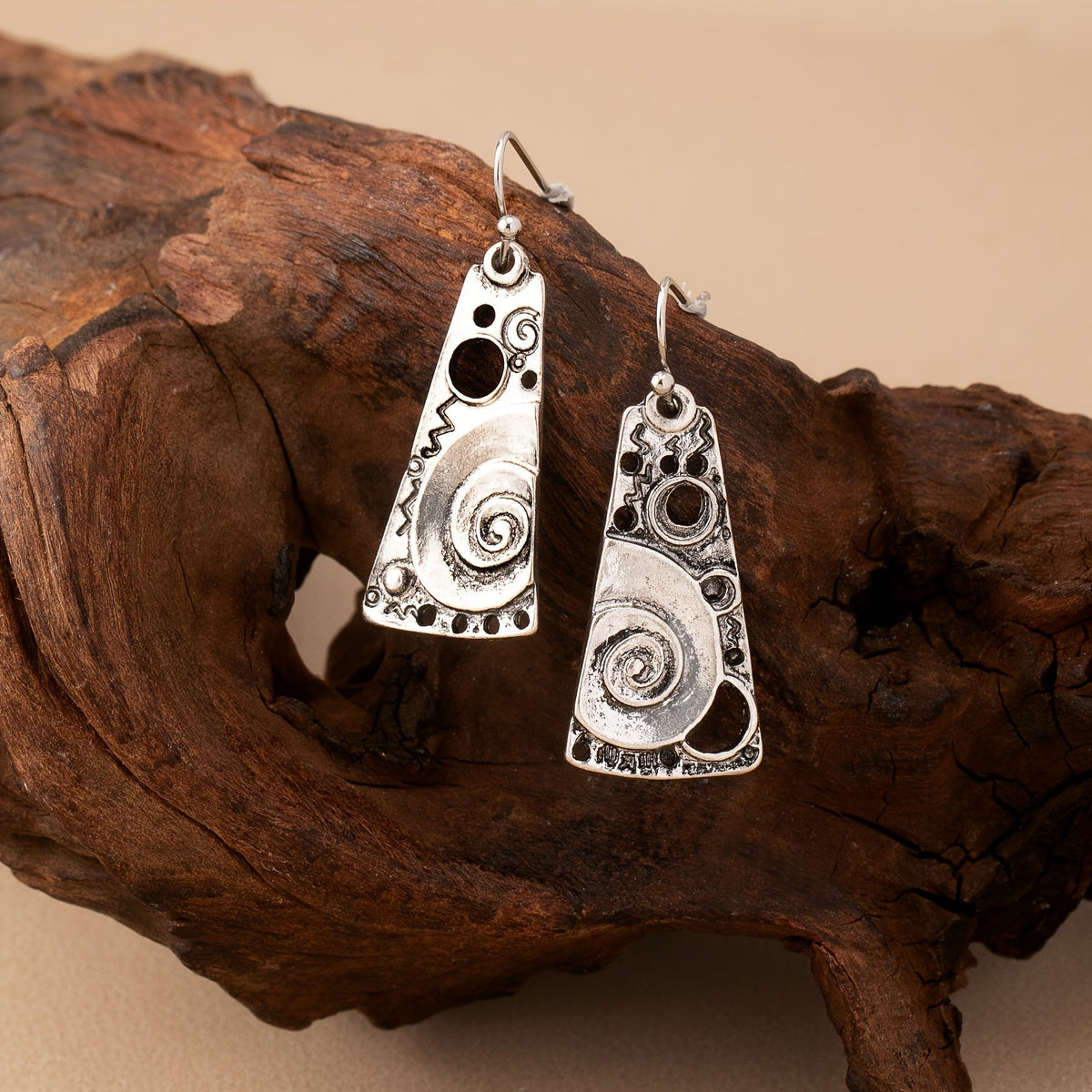 Bohemian Spiral Engraved Ethnic Drop Earrings