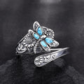 Sterling Silver Turquoise Spoon Wrap Ring with Dragonfly
