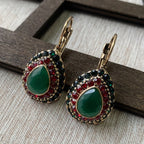 Vintage Teardrop Halo Drop Earrings in Three Colours