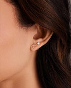Spark-Tipped Hoop Earrings in Gold Tone