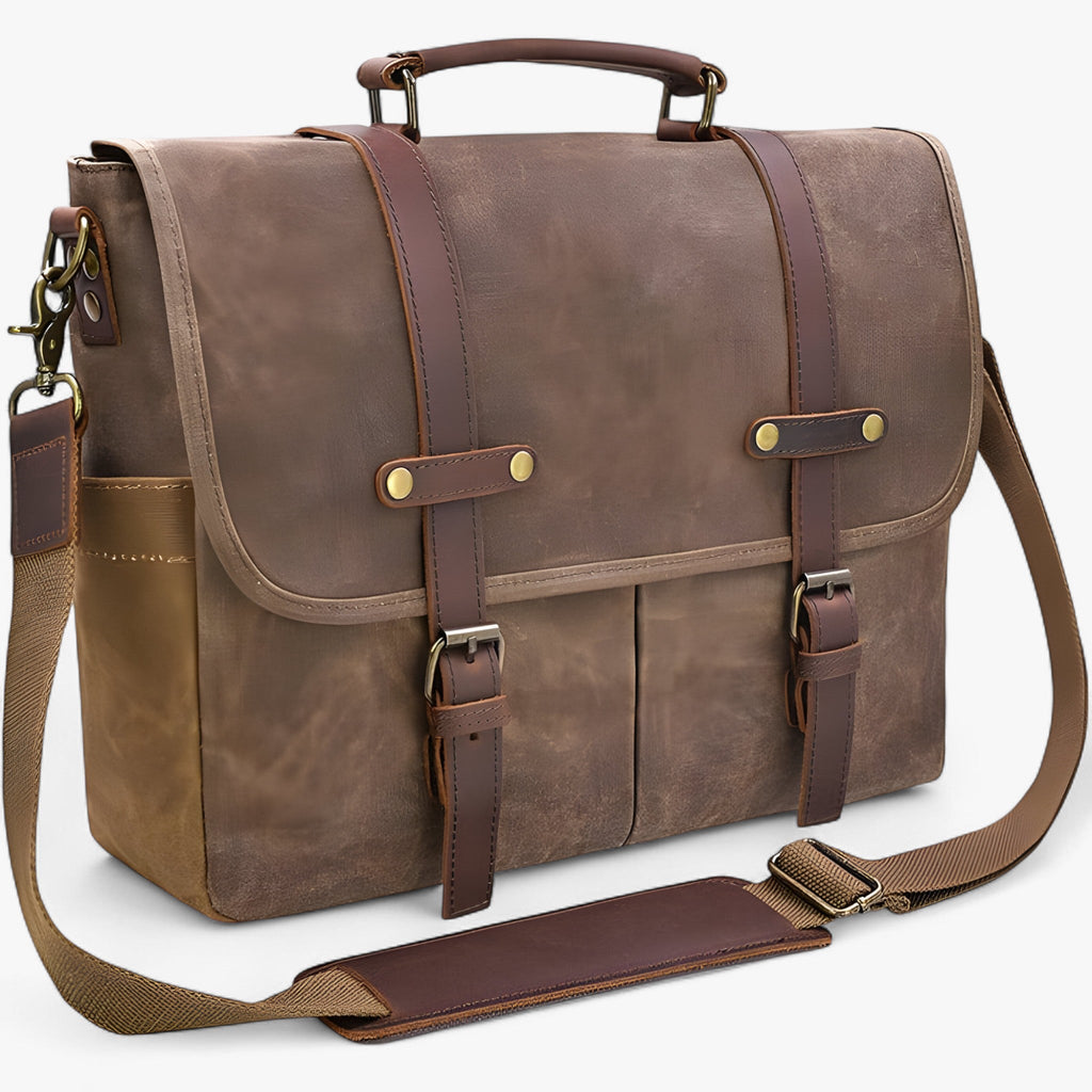 Men's Vintage Waterproof Canvas 15.6-Inch Laptop Messenger Bag