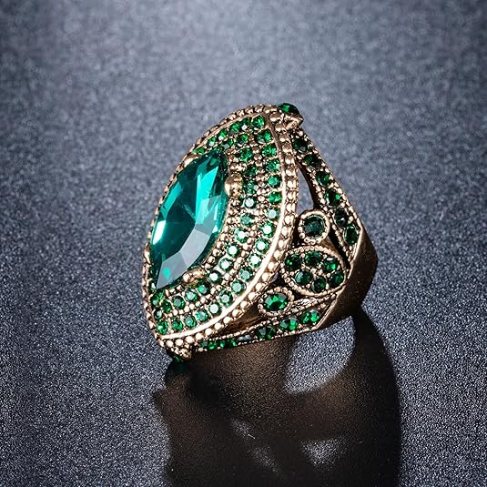 Regent-ring met smaragdlook in goudkleur