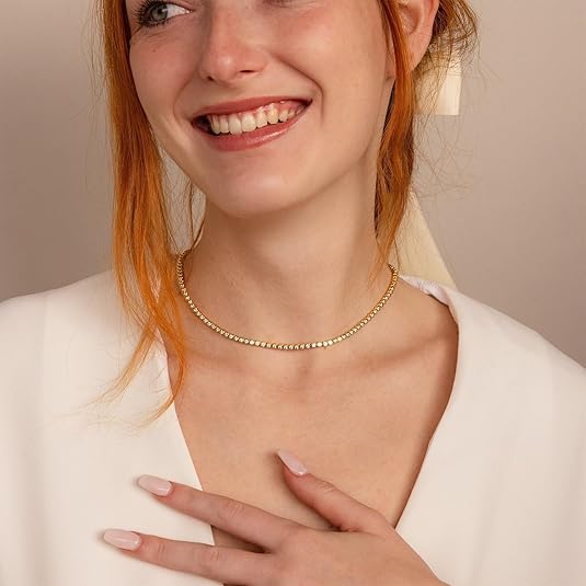 Tennis Necklace in Two Metal Tones