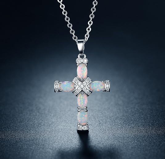 Goudkleurige kruisketting met opaallook