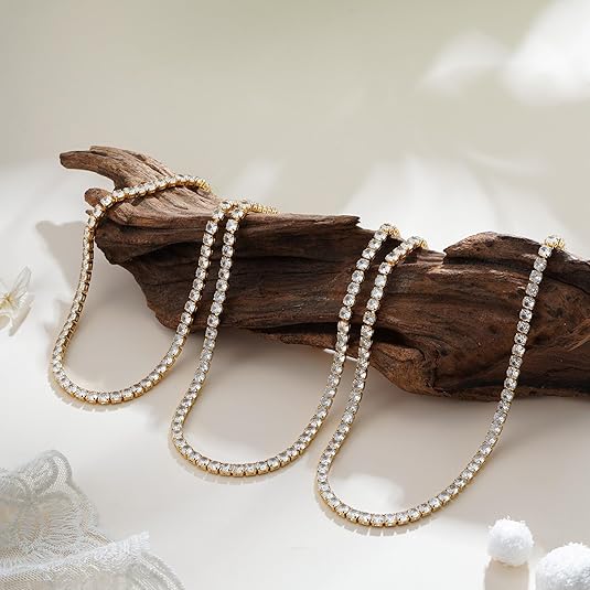 Tennis Necklace in Two Metal Tones
