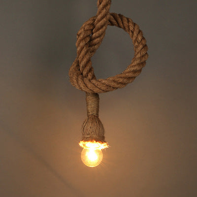 Hemp Rope Pendant Light – Rustic Woven Ceiling Lamp for Living Room & Dining Area