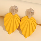 Vintage-Style Leaf Geometric Earrings