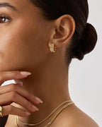 Ridged Earrings in Gold Tone