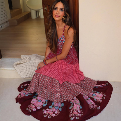 Retro Floral Spaghetti Strap Dress