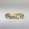 Vintage-Style Inlaid Blue Crystals Forged Gold-Tone Ring