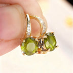 Vintage Bohemian Green Cubic Zirconia Claw-Set Earrings