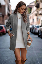 Longline Cotton Coat with a Stand Collar and Slim Cut