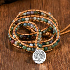 Levensboomarmband met roze kralen
