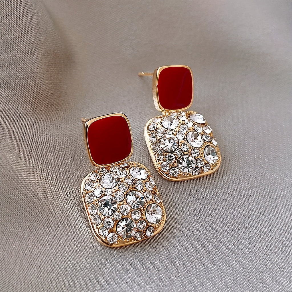 Square Glass Pendant Earrings in Many Colours