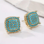 Square Synthetic Turquoise Stud Earrings