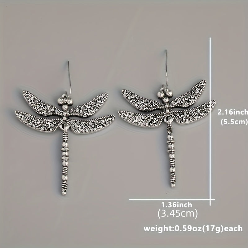 Vintage-Style Dragonfly Drop Earrings