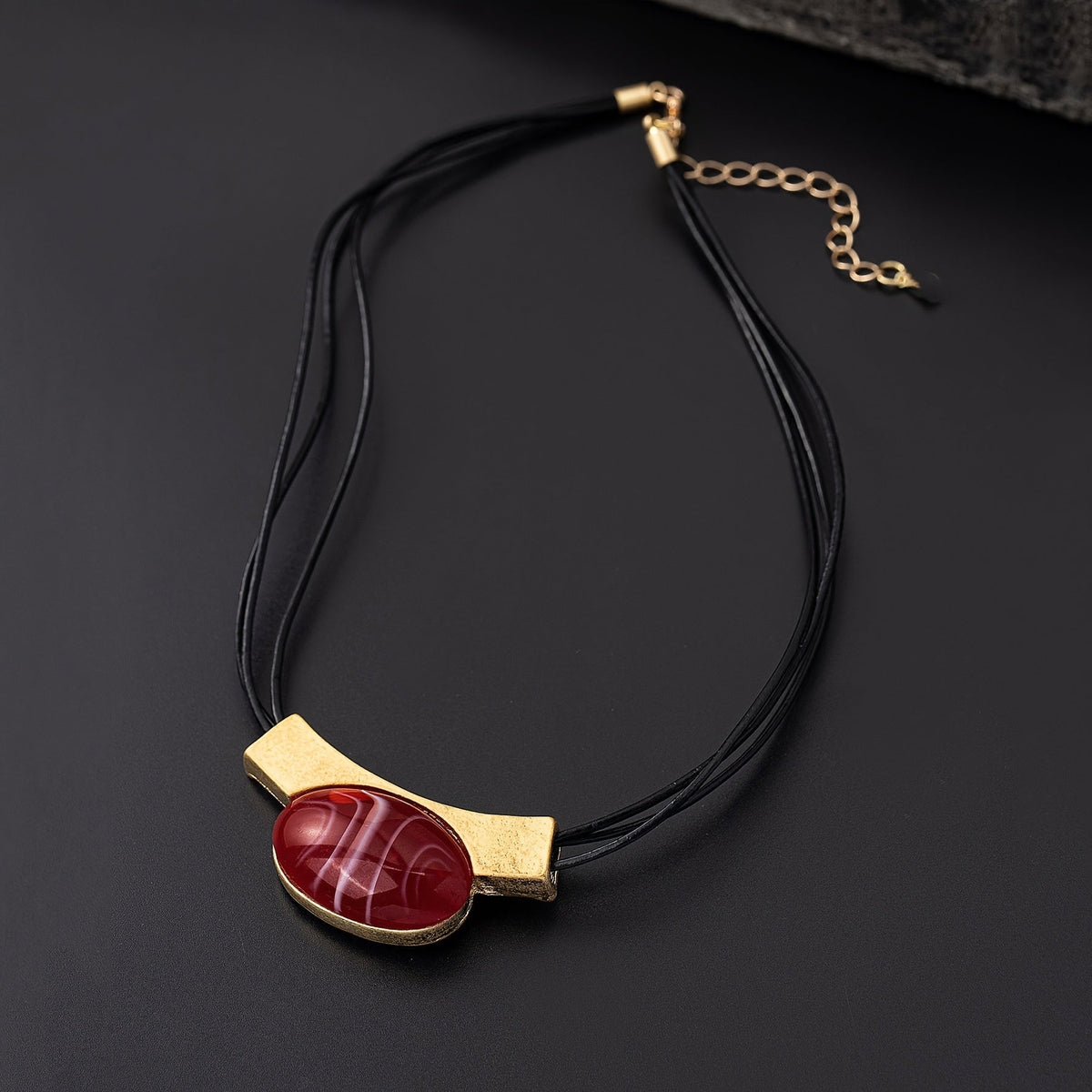 Bohemian Gemstone-Look Gold-Plated Necklace