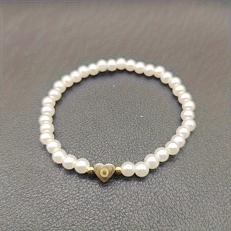 Armband met hart en initiaal van A tot Z