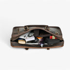 Dark Brown Leather Laptop Bag with Shoulder Strap