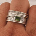 Vintage-Style Bohemian Wide Band Zirconia Silver-Plated Ring