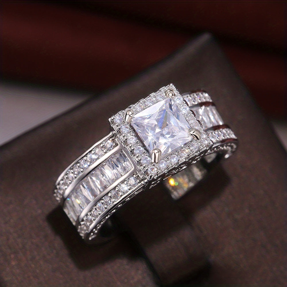 Square Zirconia Ring with Radiant Cut