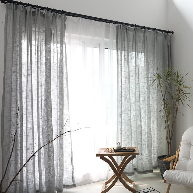 Cotton Linen Light Filtering Curtains – Modern Minimalist, Semi-Sheer, 6 Colours