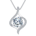 925 Sterling Silver Twisted Moissanite Pendant Necklace with Accents