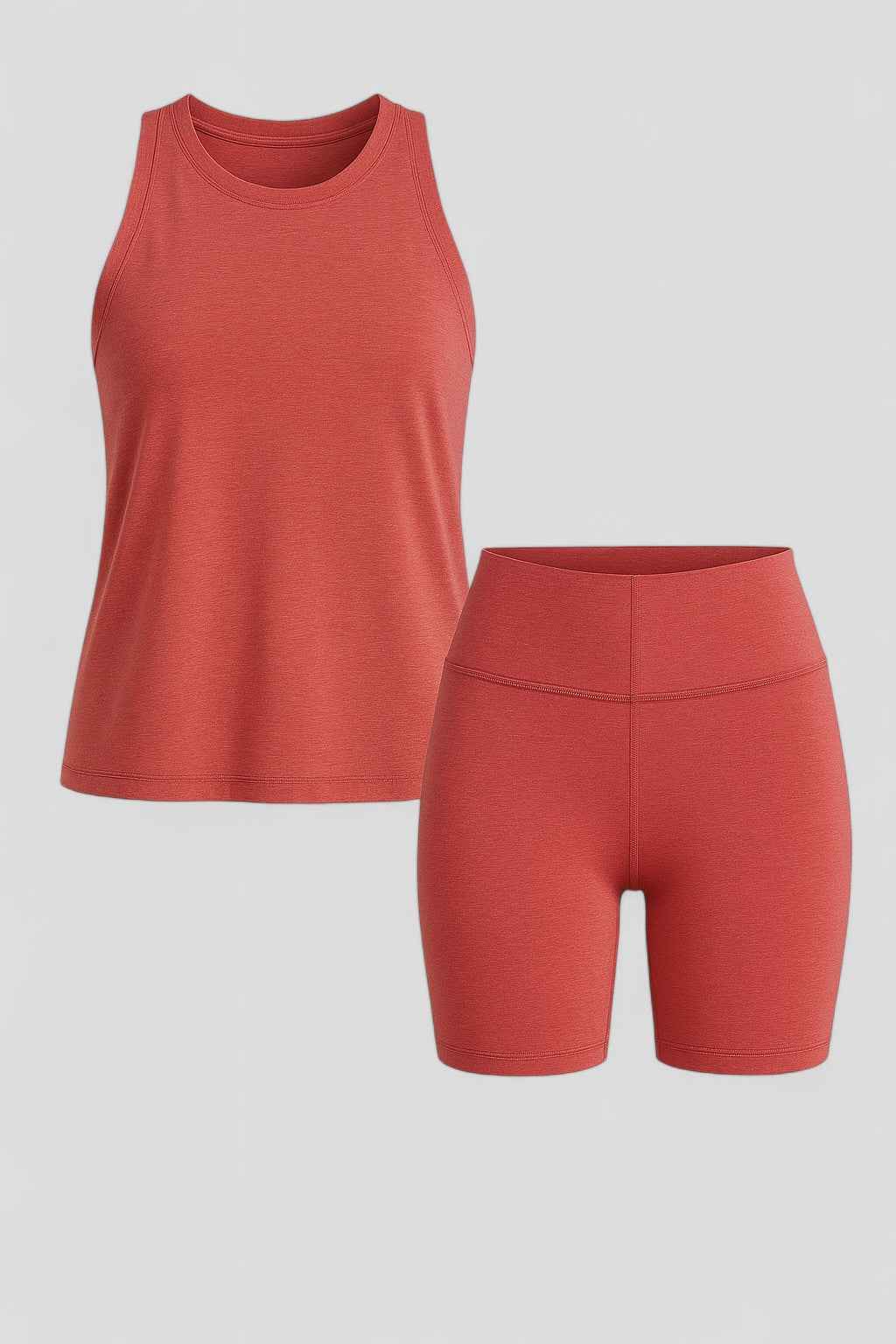 Breathable Activewear Set with Tank Top and High Waist Shorts