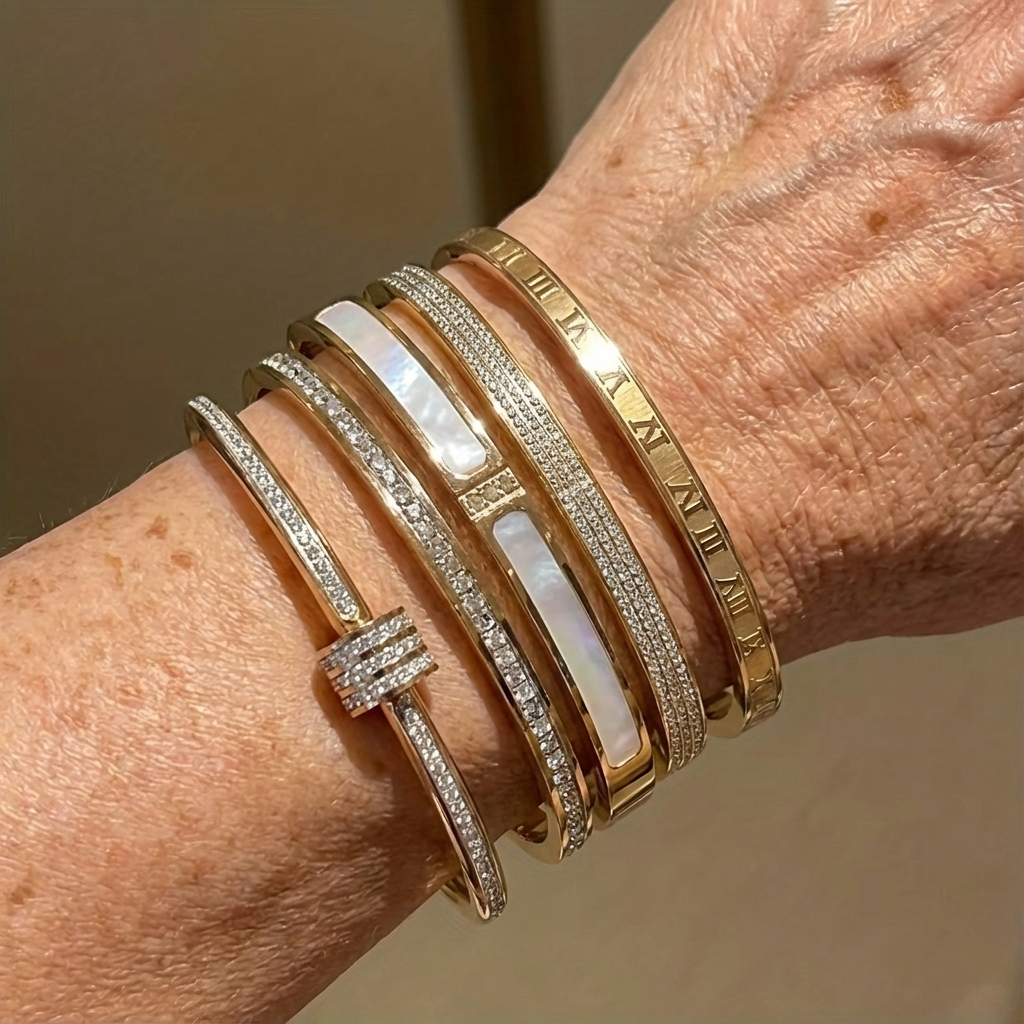 Pavé Bangle Stack Set in Gold Tone