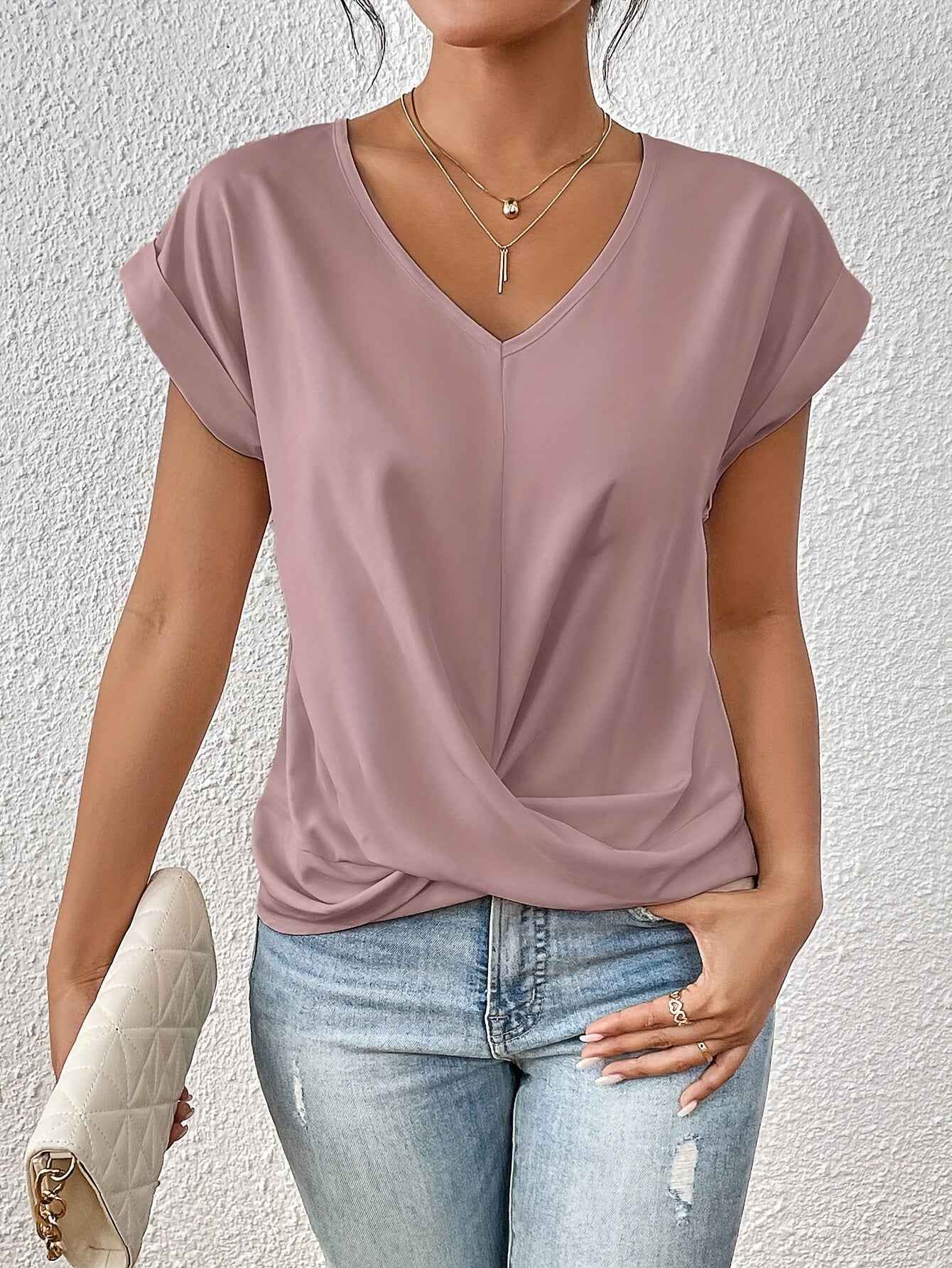 Top met sweetheart-hals, korte mouwen en lichte stretch