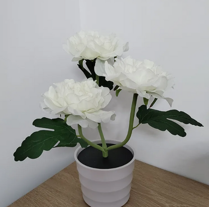 Artificial Peony Flower Table Lamp – Ambient LED Light, Bedside Decor