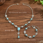 Bohemian Turquoise Floral Necklace and Bracelet Set