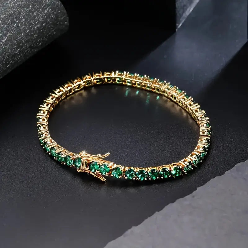 Emerald-Look Stone Bracelet in Three Lengths