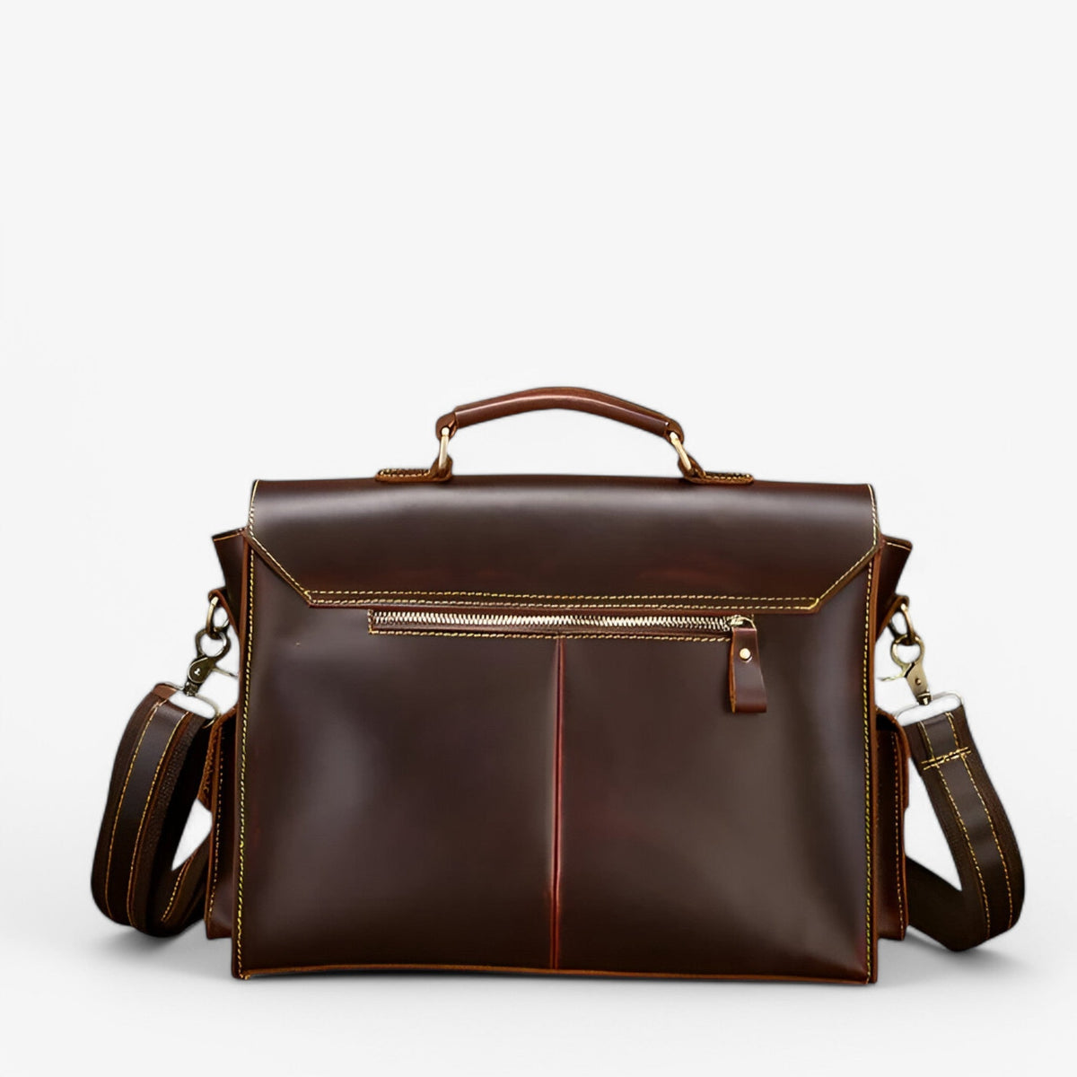 Retro Genuine Leather Laptop Briefcase for Work and Travel