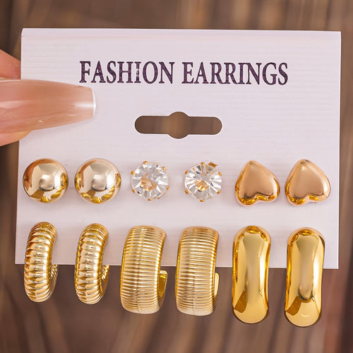 Conjunto de 24 Brincos de Coração de Cristal e Pérolas Feitos à Mão
