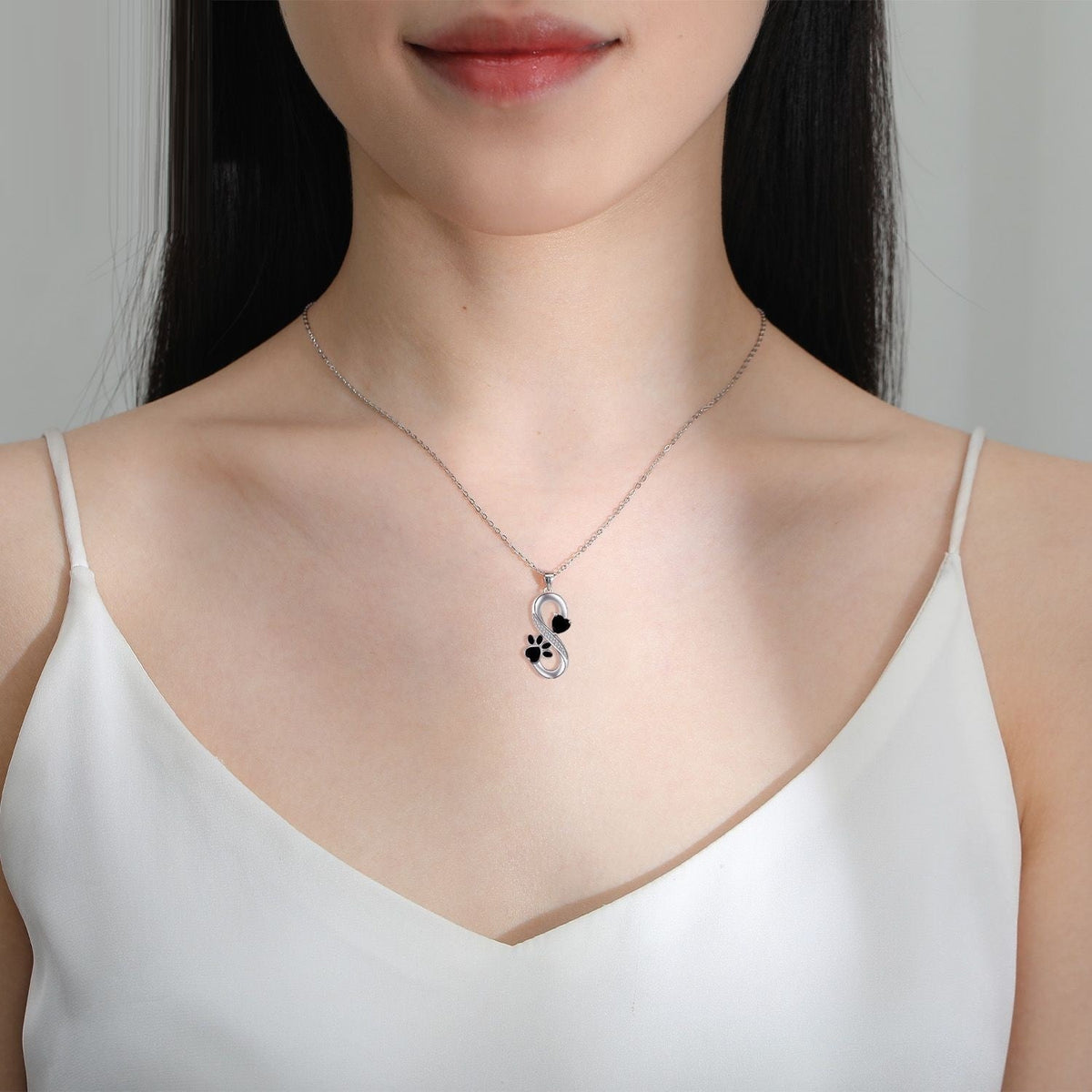 Infinity Hearts and Paw Print Necklace