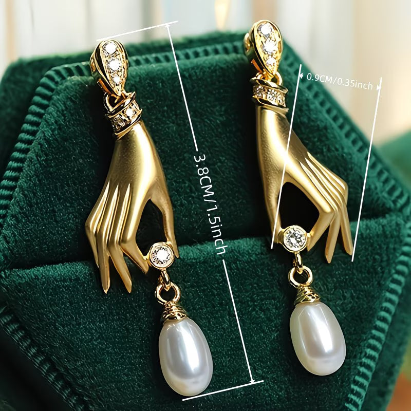 Hand and Pearl Earrings