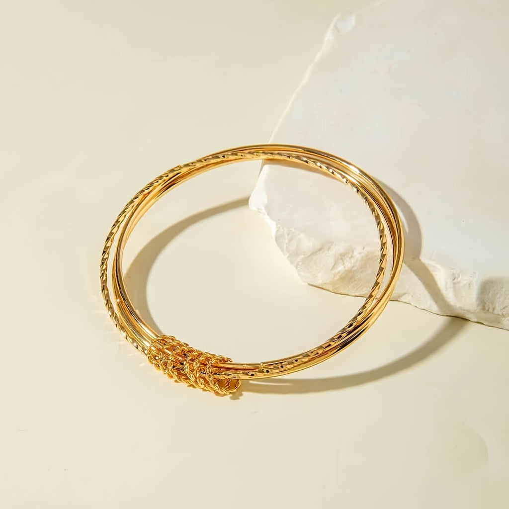 Five-Piece Round Smooth Metal Bangle Set