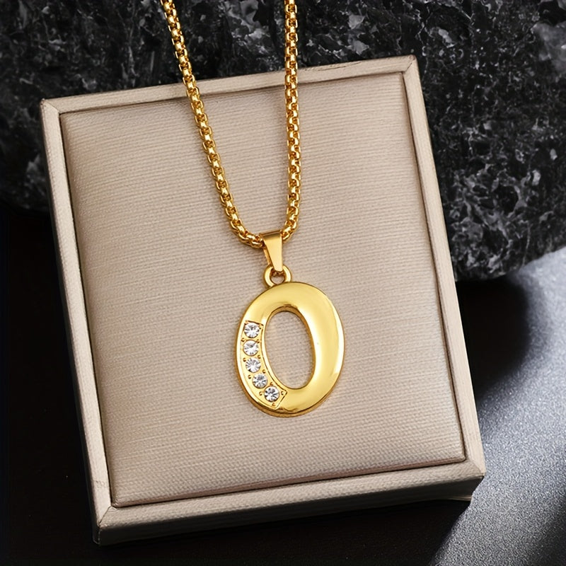 Crystal Accent Initial Necklace in Gold Tone