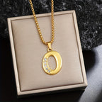 Crystal Accent Initial Necklace in Gold Tone
