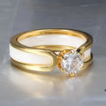 Vintage-Style White and Gold-Tone Zirconia Ring
