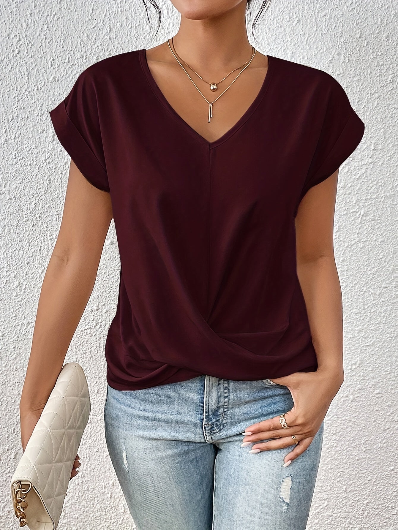 Top met sweetheart-hals, korte mouwen en lichte stretch