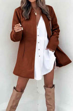 Longline Cotton Coat with a Stand Collar and Slim Cut